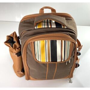 Hap Tim Picnic Backpack Bag for 4 Person Coffee Brown 7.48 L x 11.81 W x 16.54 H